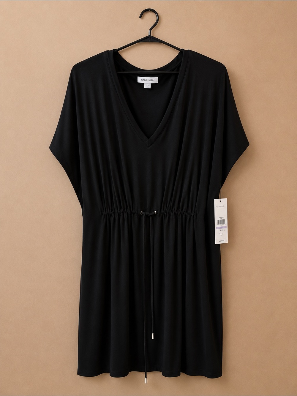 Calvin Klein Black V-Neck Drawstring Swim Coverup